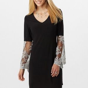 Cute black dress with ivory bell sleeves
